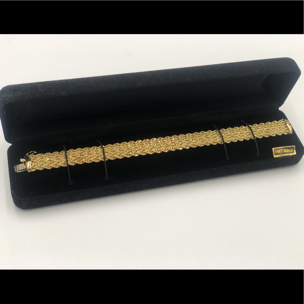 14k yellow Gold BBB Peru 6 strand braided bracelet